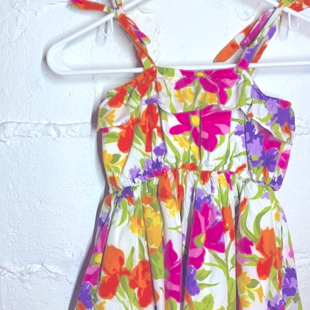 Summer Orchid Floral Dress Ruffle Bodice